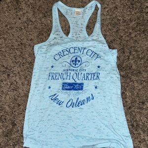 Blue sheer tank top